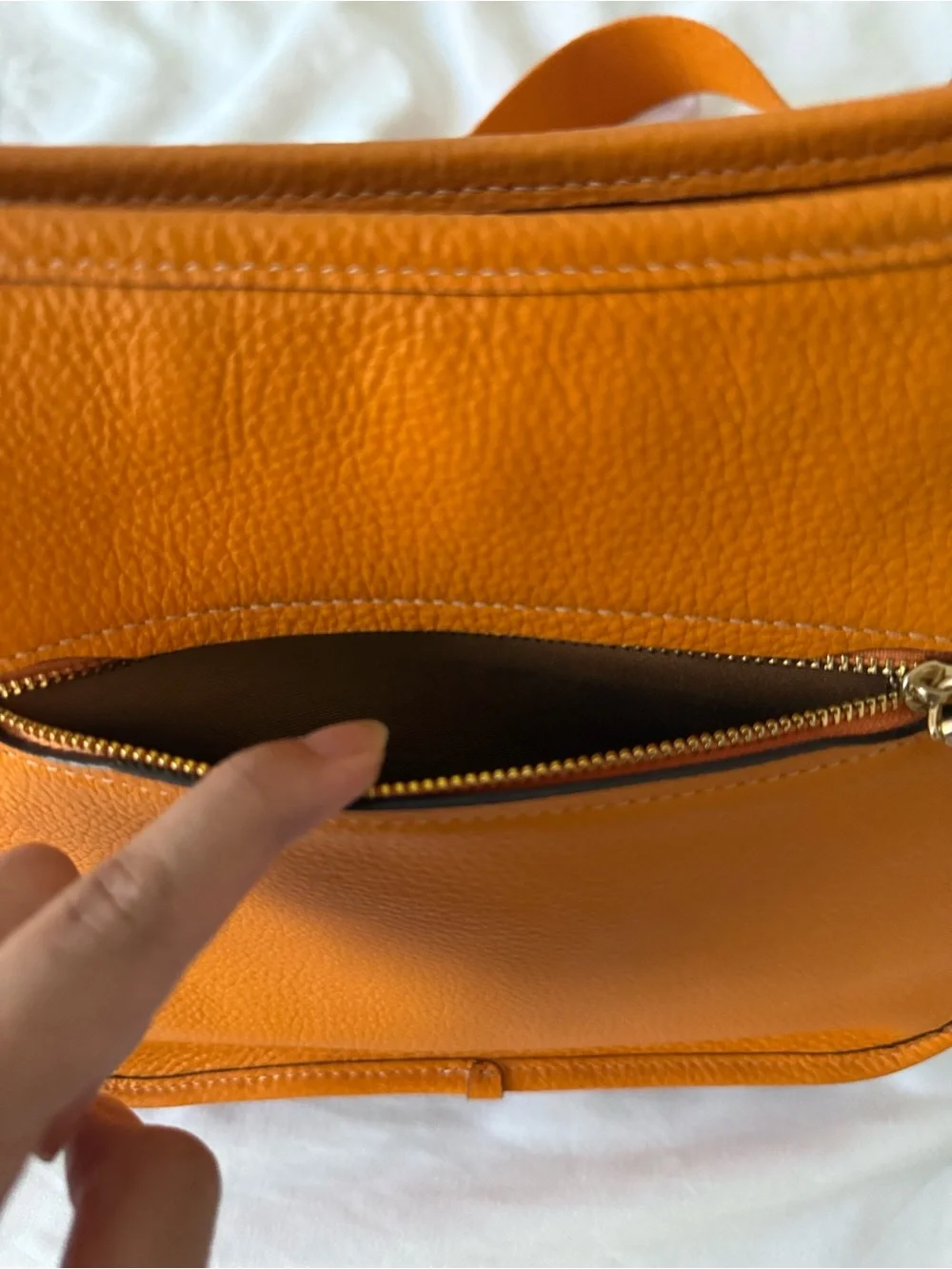 Coach Pebbled Leather Shoulder Bag in Burnt Orange
